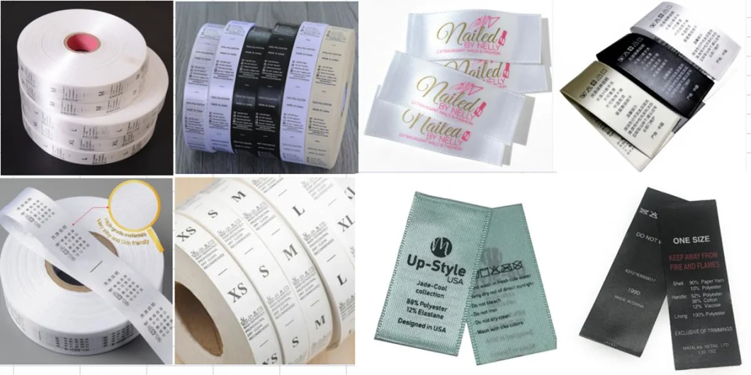 Custom Brand Name Silk Screen Printing Heat Transfer Wash Care Neck Labels for T Shirts