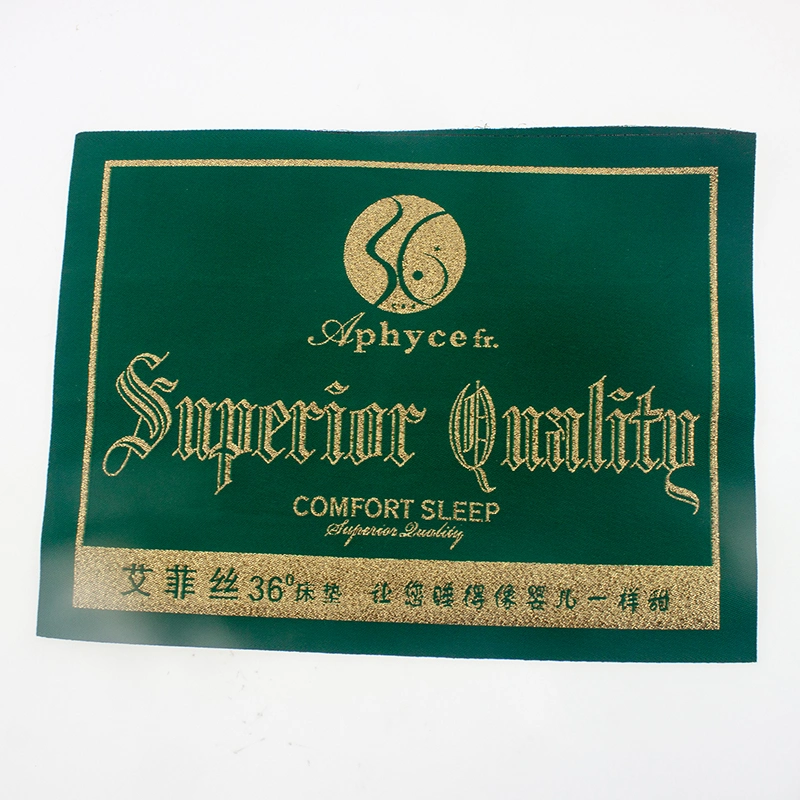 Luxury Gold Yarn Rectangle High Density Woven Label for Mattress