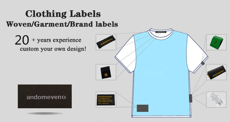 Custom Brand Name Silk Screen Printing Heat Transfer Wash Care Neck Labels for T Shirts