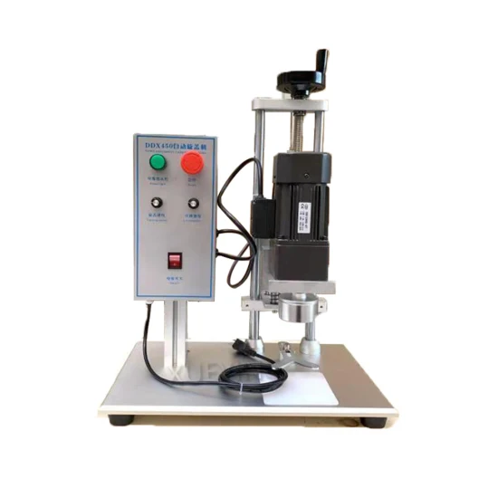 Máquina seladora semiautomática para tampo de mesa Xy-450/máquina de travamento de garrafas/máquina semiautomática para frascos de plástico e vidro com tampa roscada