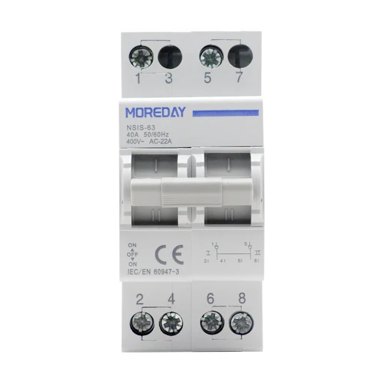 Moreday Switchover Switch 2p 63A 230/400VAC Modular Dual Power Manual Transfer Switch Instalação em Trilho DIN